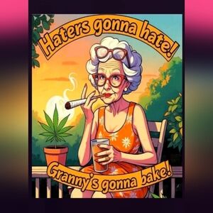 T-Shirt with Baked Granny Graphic "Haters Gonna Hate, Granny's Gonna Bake"